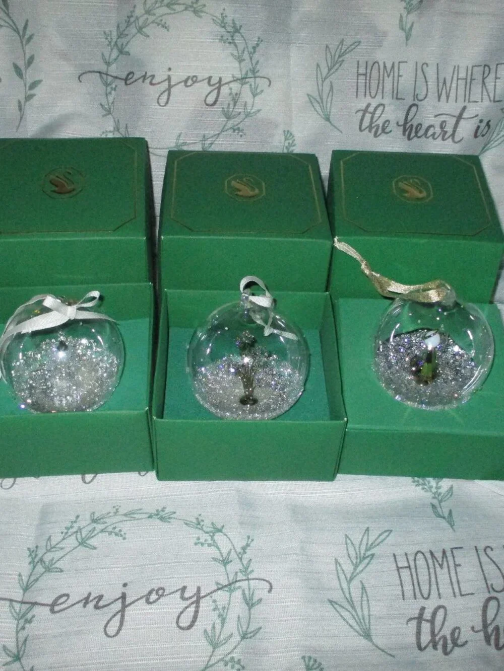 3 Swarovski Crystal Annual Christmas  Ball Ornaments  2022 -2023-2024 in box